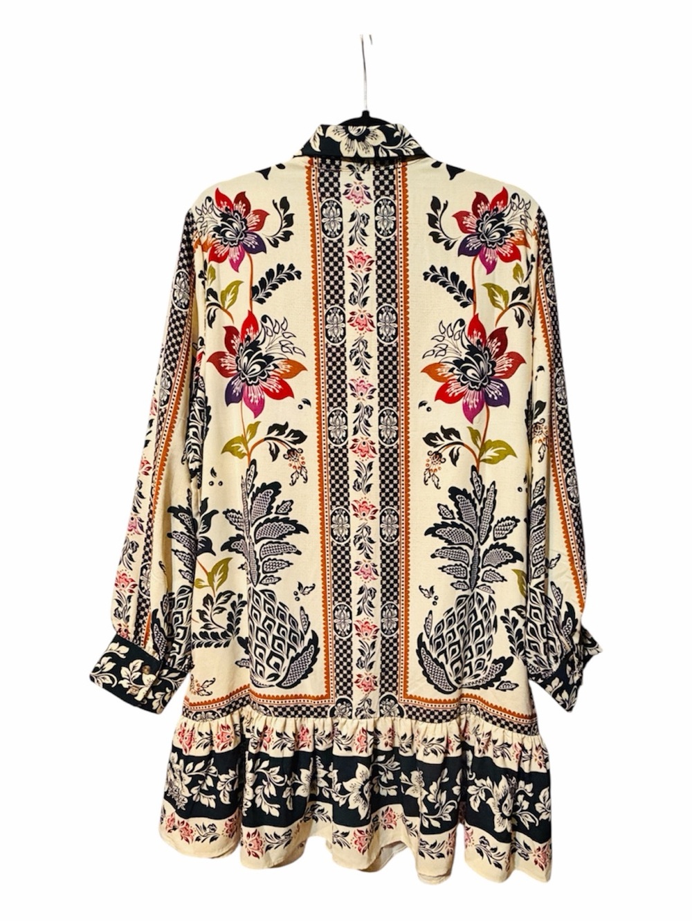 Joie Boho Floral Pineapple Print Ruffle Hem Dress - Size Large - Picture 4 of 12